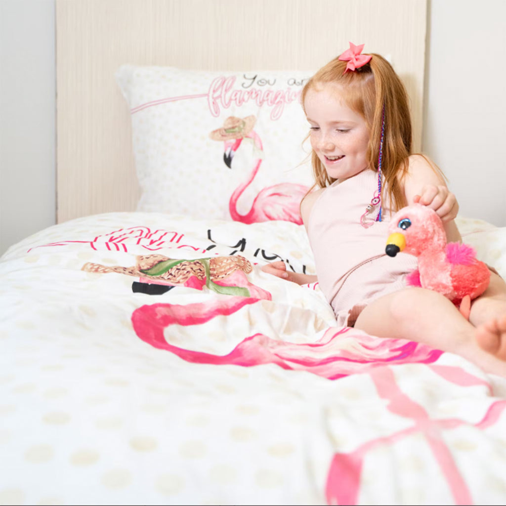 Kinderbettwäsche Set | Flamingo Motiv | 100 % Baumwolle